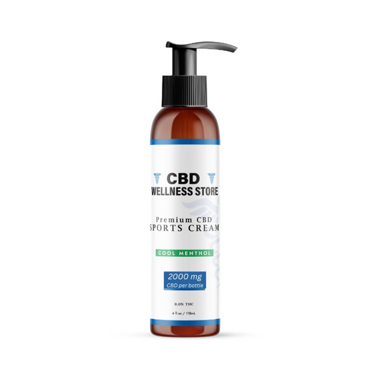 CBD Wellness Store sports cream bottle on a white background