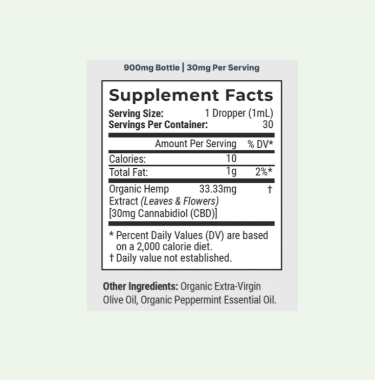 Supplement facts for a product on a white background