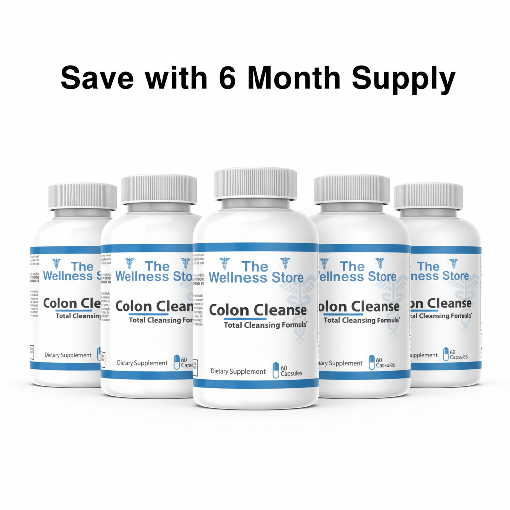6 bottles Colon Cleanse with Save with 6 Month Supply text