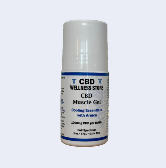 CBD Muscle Gel container with label on a white background