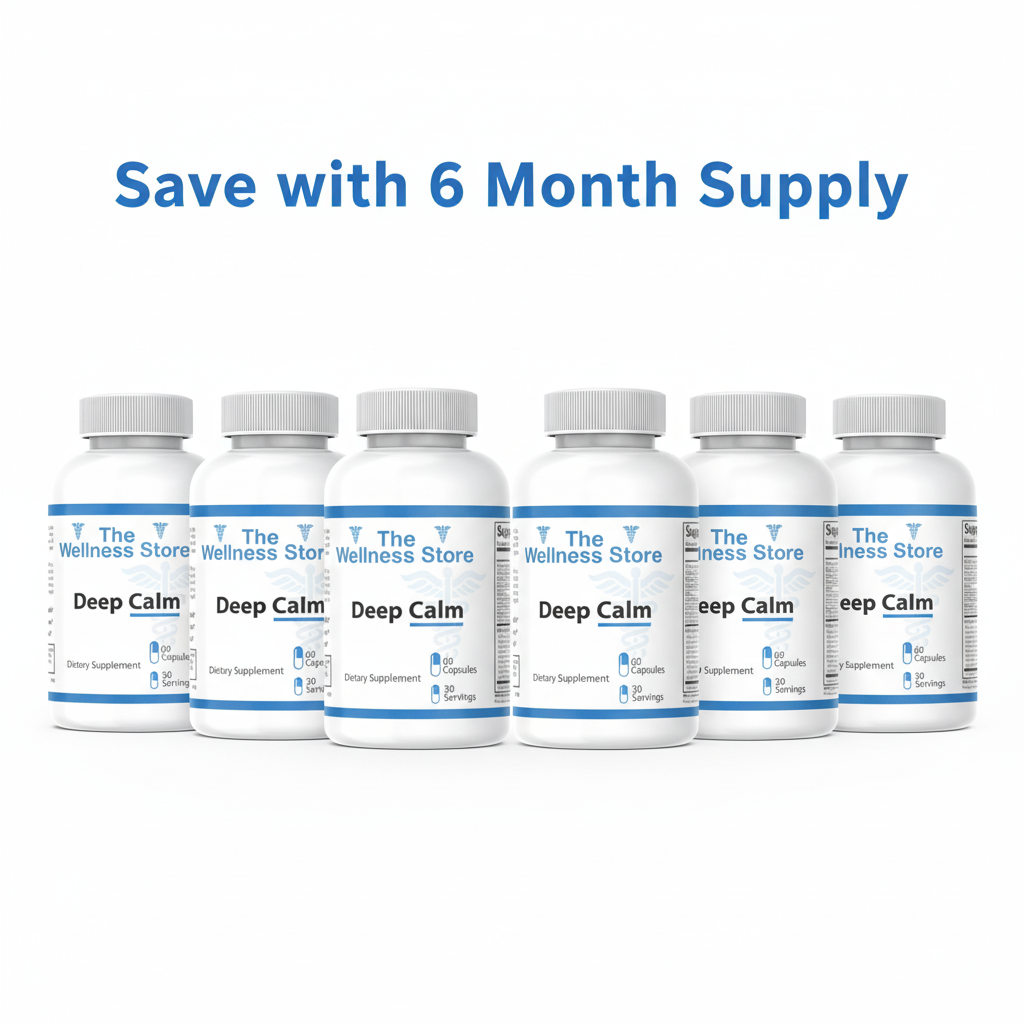 6 bottles Deep Calm with Save with 6 Month Supply text
