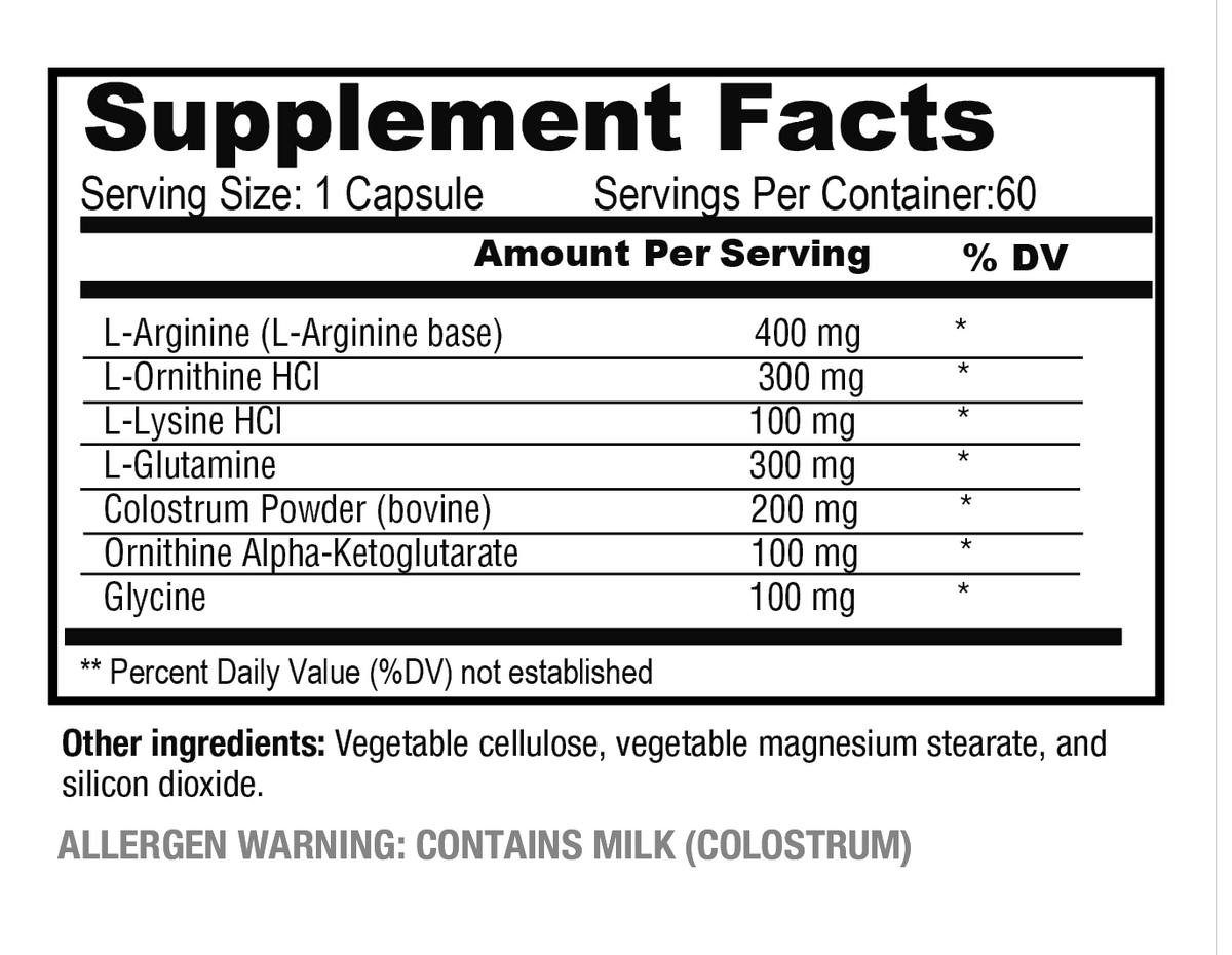 HGH Support supplement facts on a white background