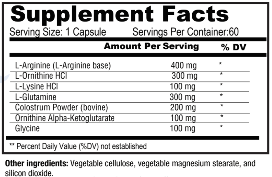 HGH Support supplement facts on a white background