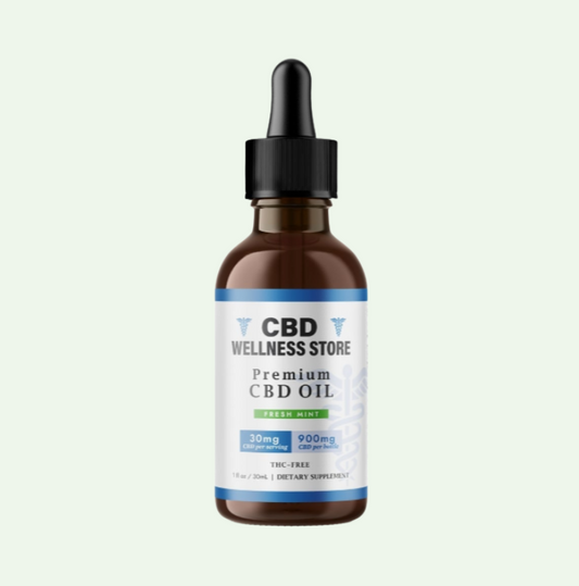 CBD Wellness Store premium CBD oil bottle on a white background
