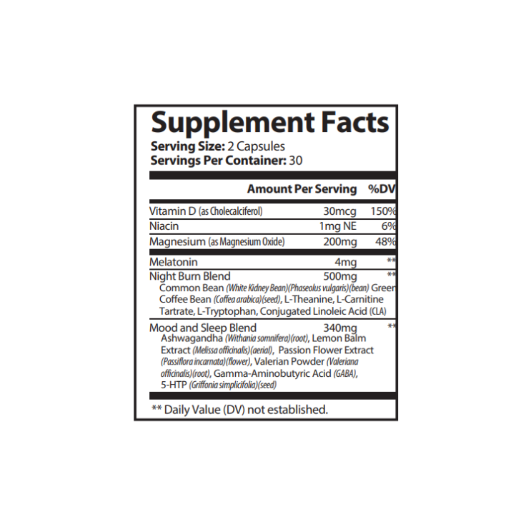 Supplement facts label on a white background