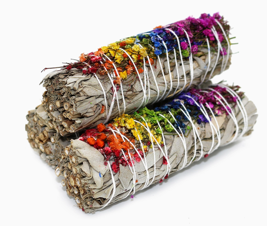 Energy Wheel Rainbow Sage Stick - 4 Inch
