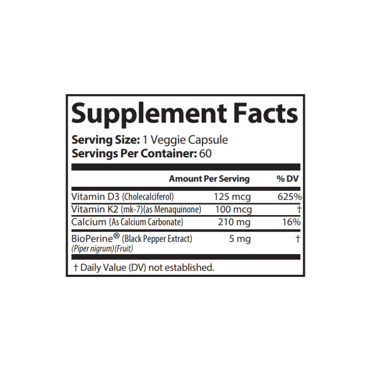 Supplement facts label on a white background