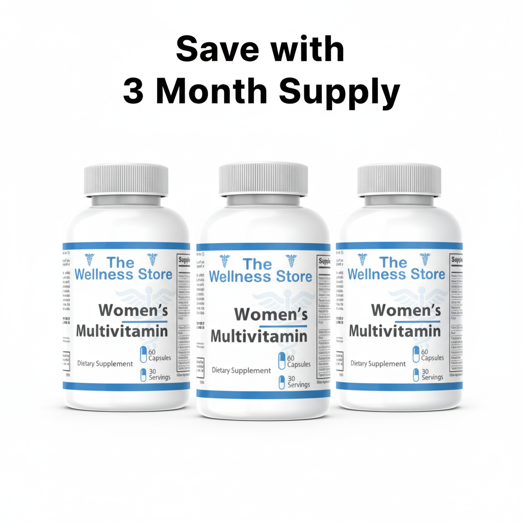 3 bottles Women's Multivitamin with Save with 3 Month Supply text