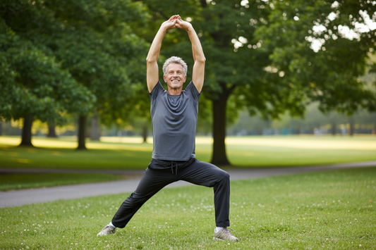 Active older man enjoying mobility - joint supplement benefits for healthy aging
