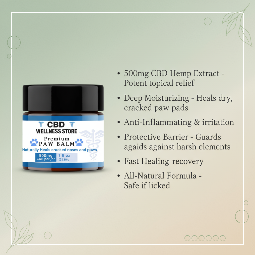 CBD Paw Balm Benefits on a natural green background