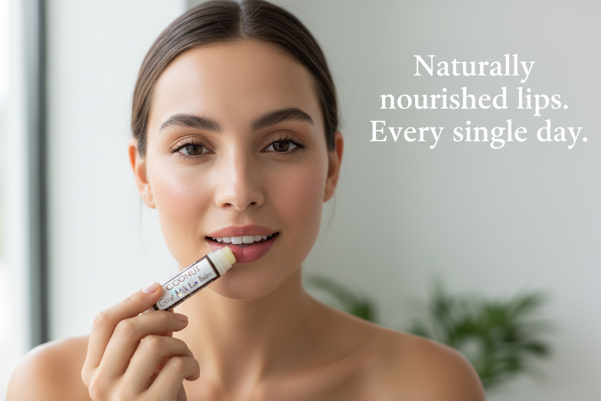 Goat Milk Lip Balm Lifestyle - Applying from Tube