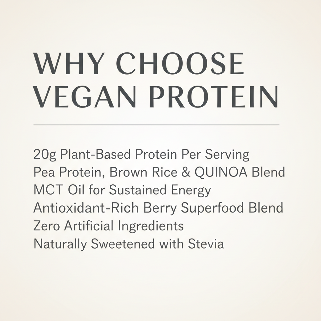 Vegan Protein Powder Key Benefits - 20g Plant-Based Protein Pea Protein Brown Rice Quinoa MCT Oil Superfood Berry Blend