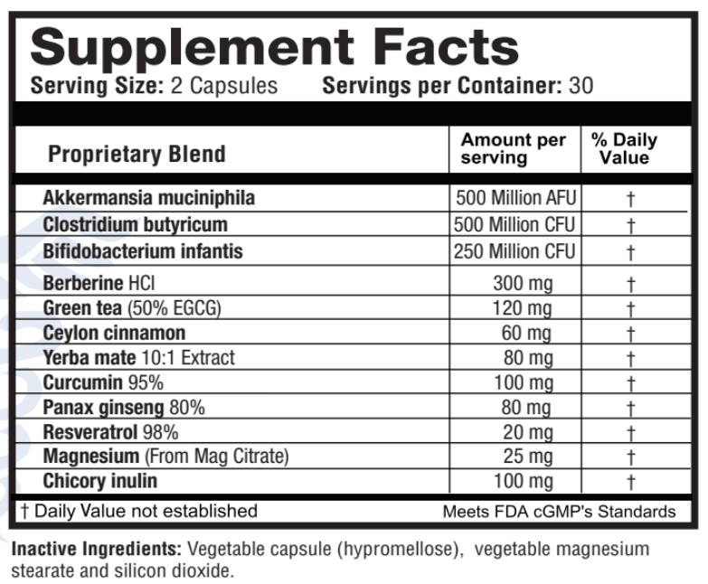 Weight Drop supplement facts on a white background
