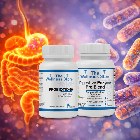 Probiotics and digestive enzymes supplements for gut health, bloating relief, and nutrient absorption - The Wellness Store
