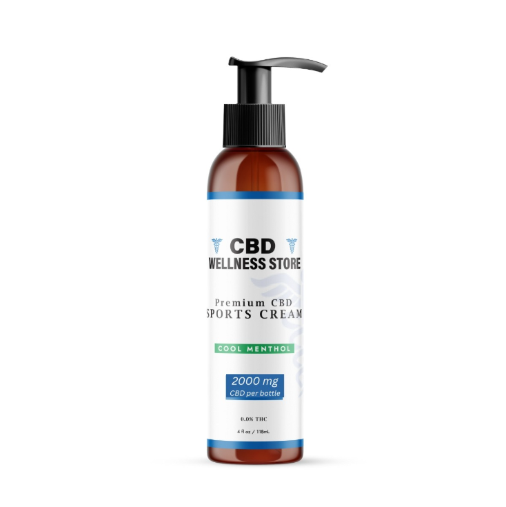 CBD Wellness Store sports cream bottle on a white background