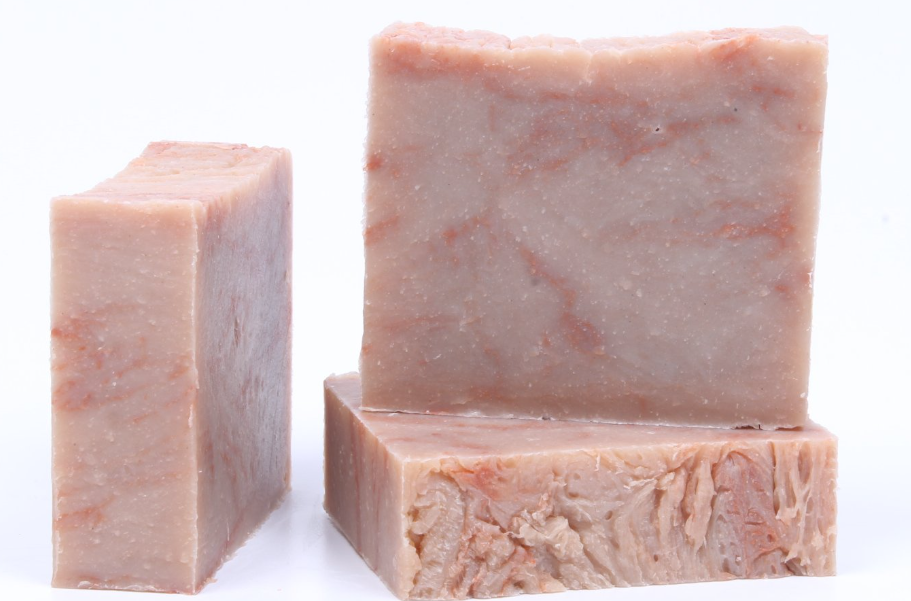 3 bars of natural soap on a white background