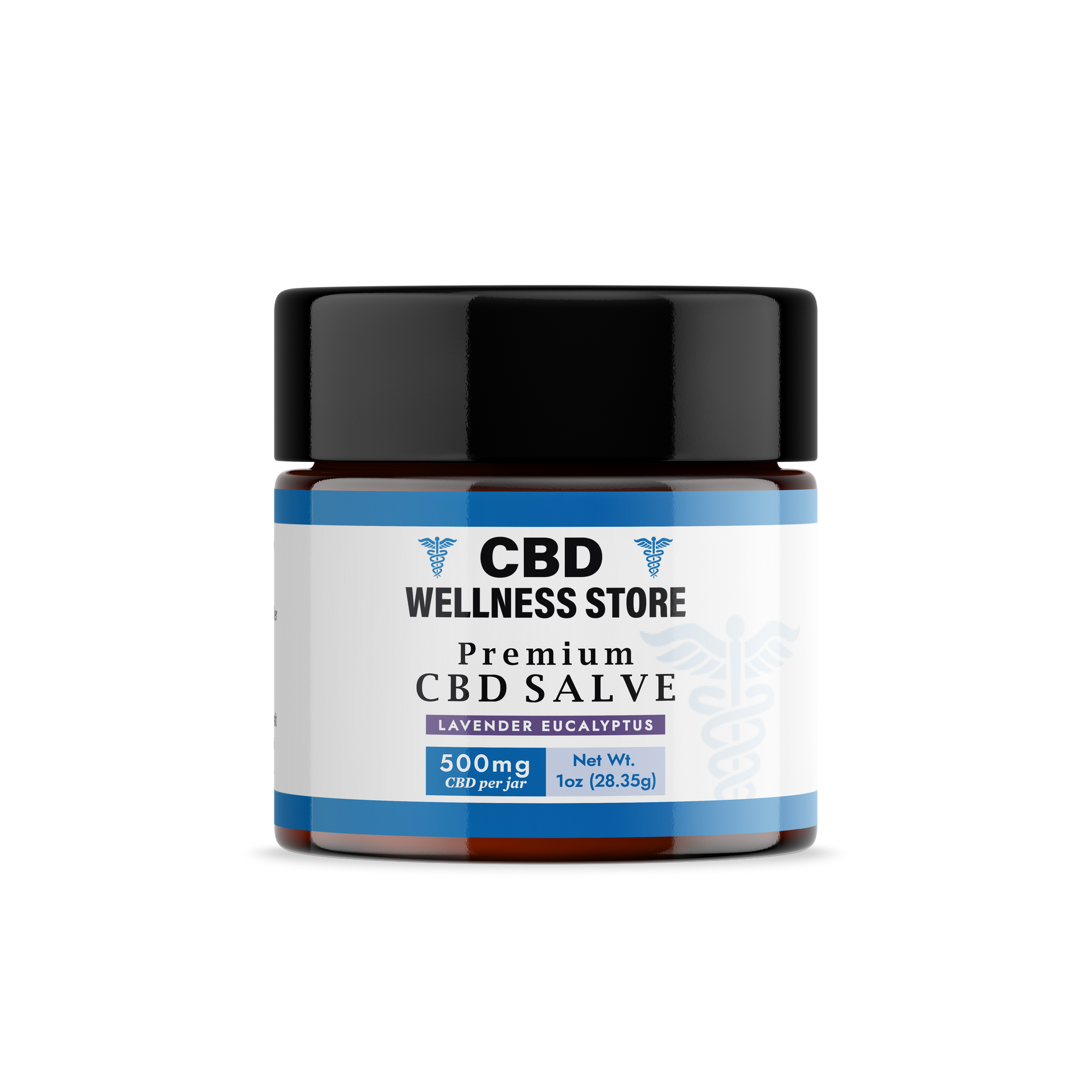 Jar of CBD Wellness Store Premium CBD Salve on a white background