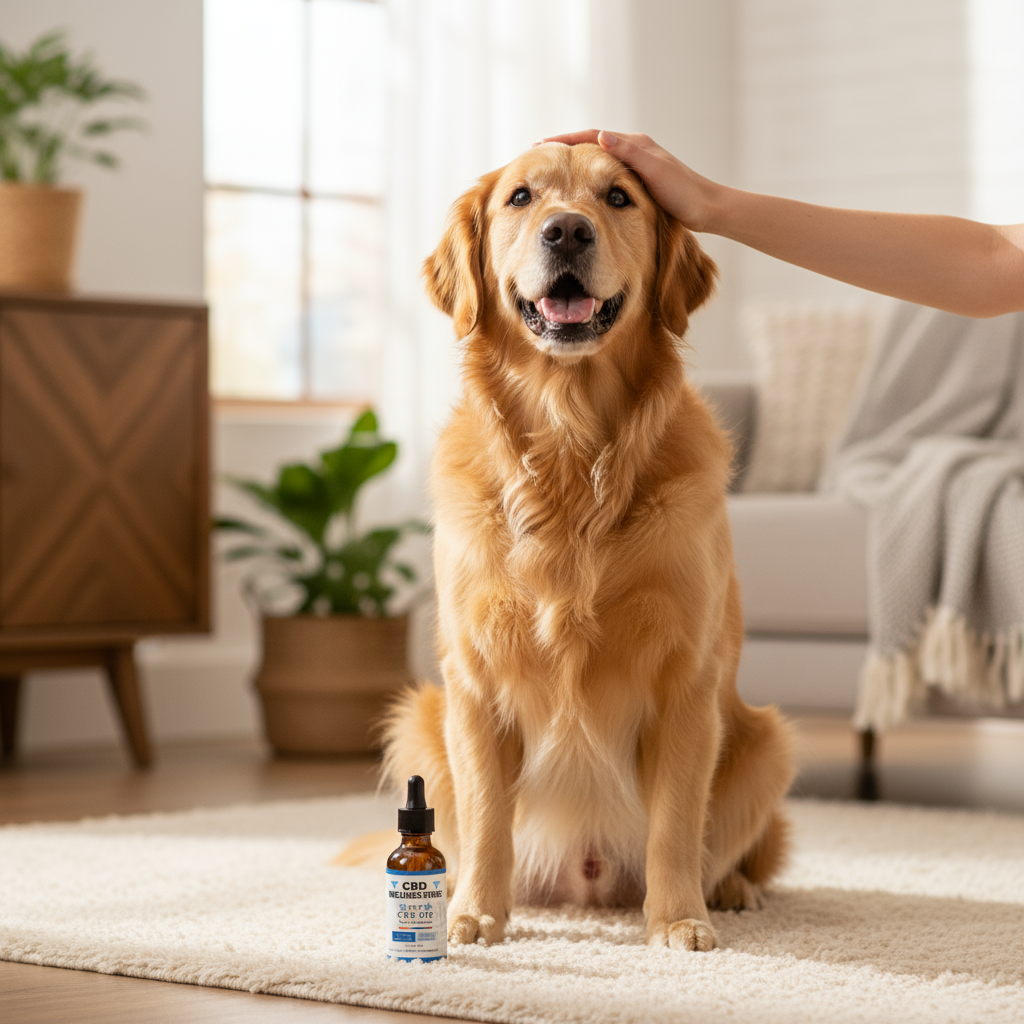 Image of big dog with 500mg Pet CBD