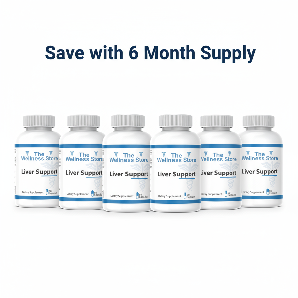 6 bottles with Save with 6 Month Supply text