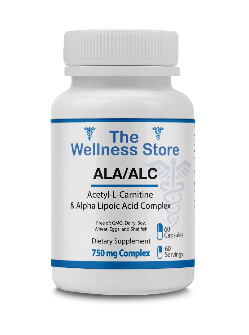 ALA ALC Complex acetyl-l-carnitine alpha lipoic acid supplement 750mg for cellular energy and antioxidant support