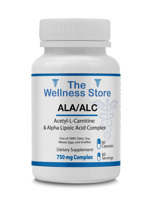 ALA ALC Complex acetyl-l-carnitine alpha lipoic acid supplement 750mg for cellular energy and antioxidant support