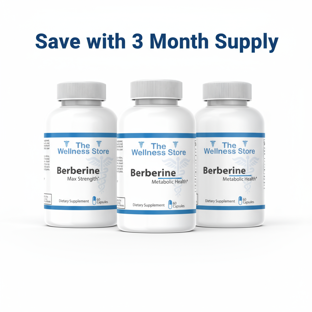 3 bottles Berberine with Save with 3 Month Supply text