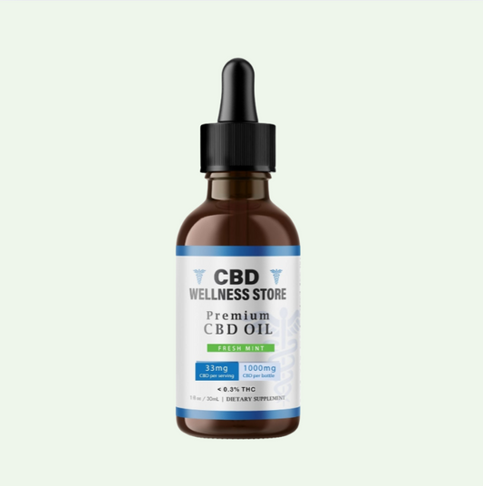 CBD Wellness Store premium CBD oil bottle with dropper on a white background