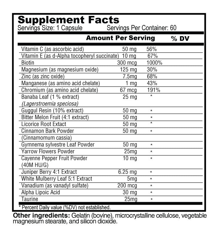 Blood Sugar Support - Advanced Glucose & Metabolic Health Formula supplement facts