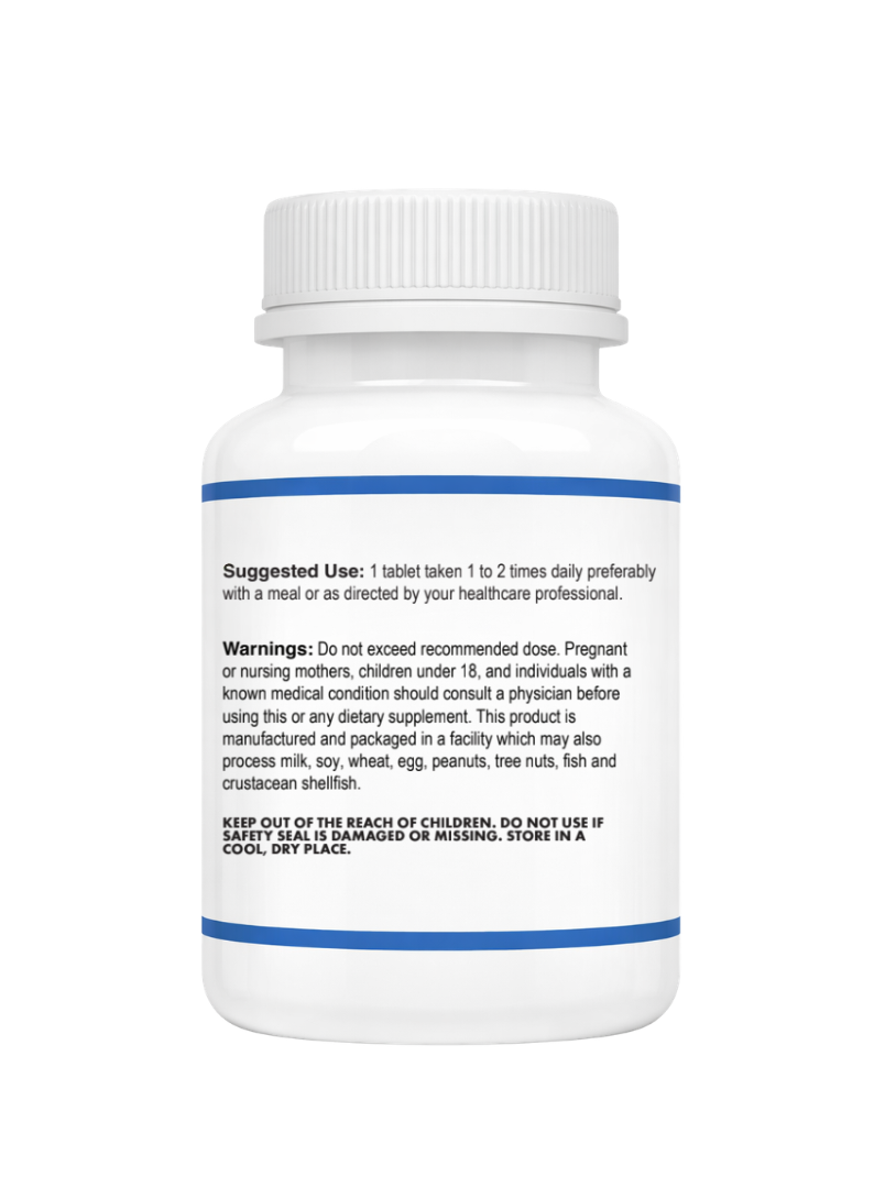 Suggested use label for Buffered vitamin C on a white background