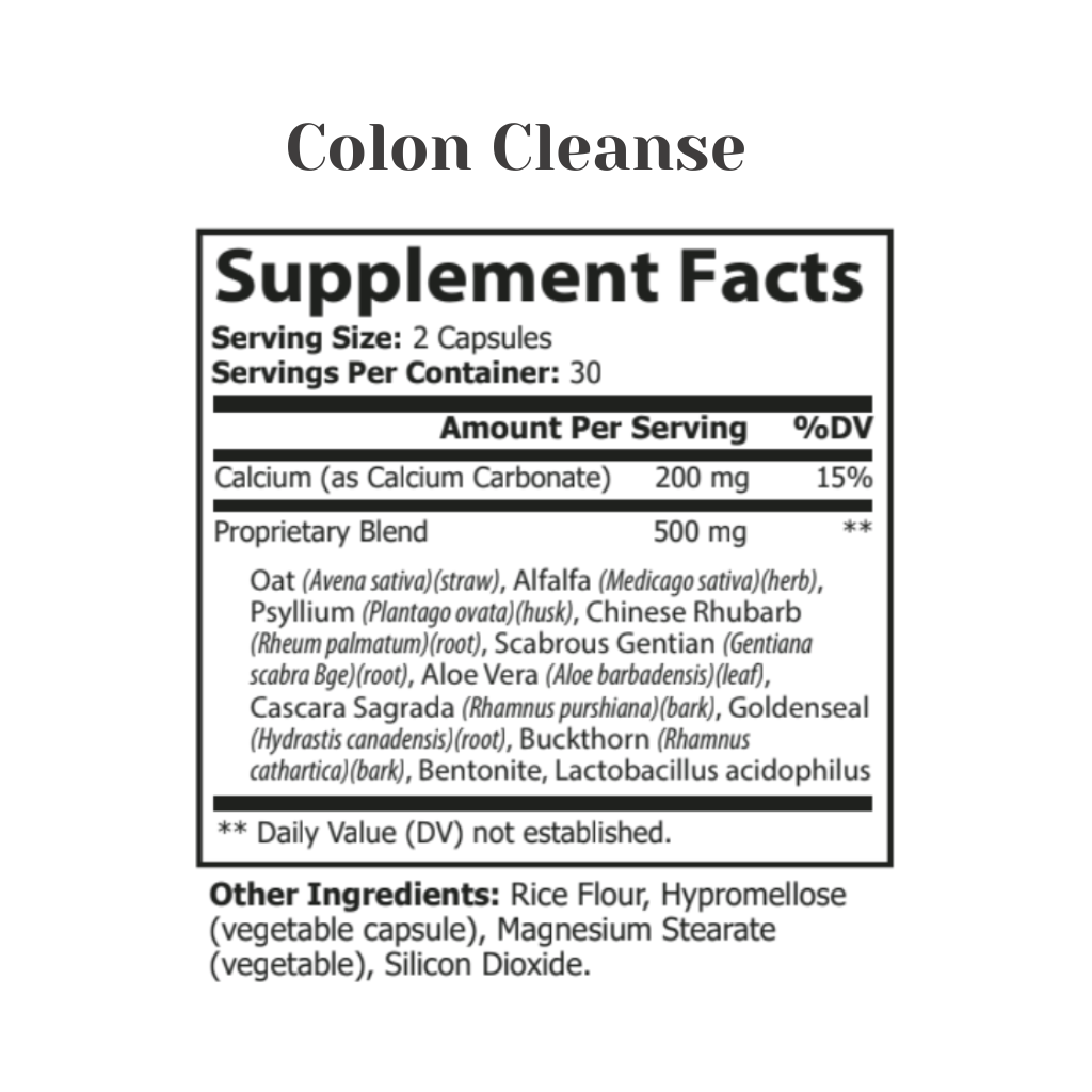 Colon Cleanse Supplement Facts