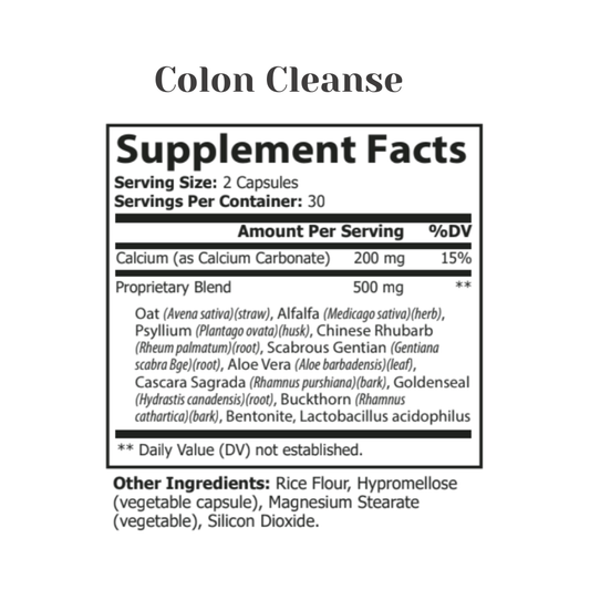 Colon Cleanse Supplement Facts