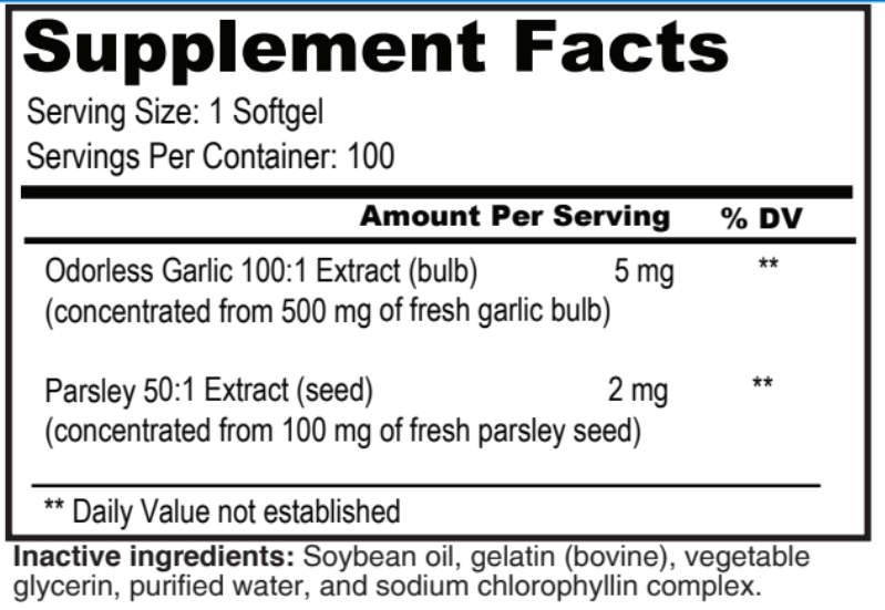 Garlic & Parsley Supplement facts