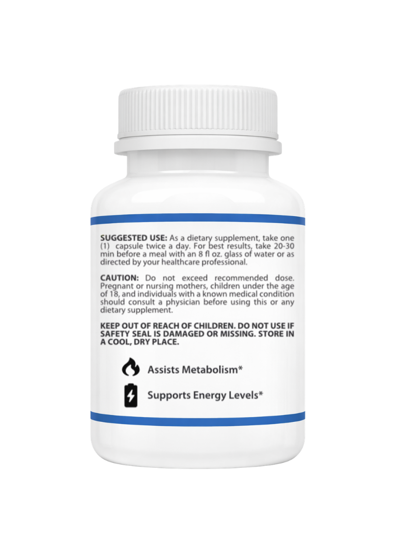 Green Tea Plus Suggested use label on bottle on a white background