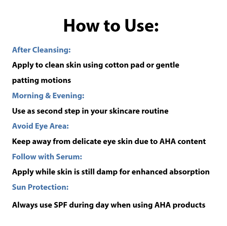 Instructions on how to use a skincare product with text on a white background