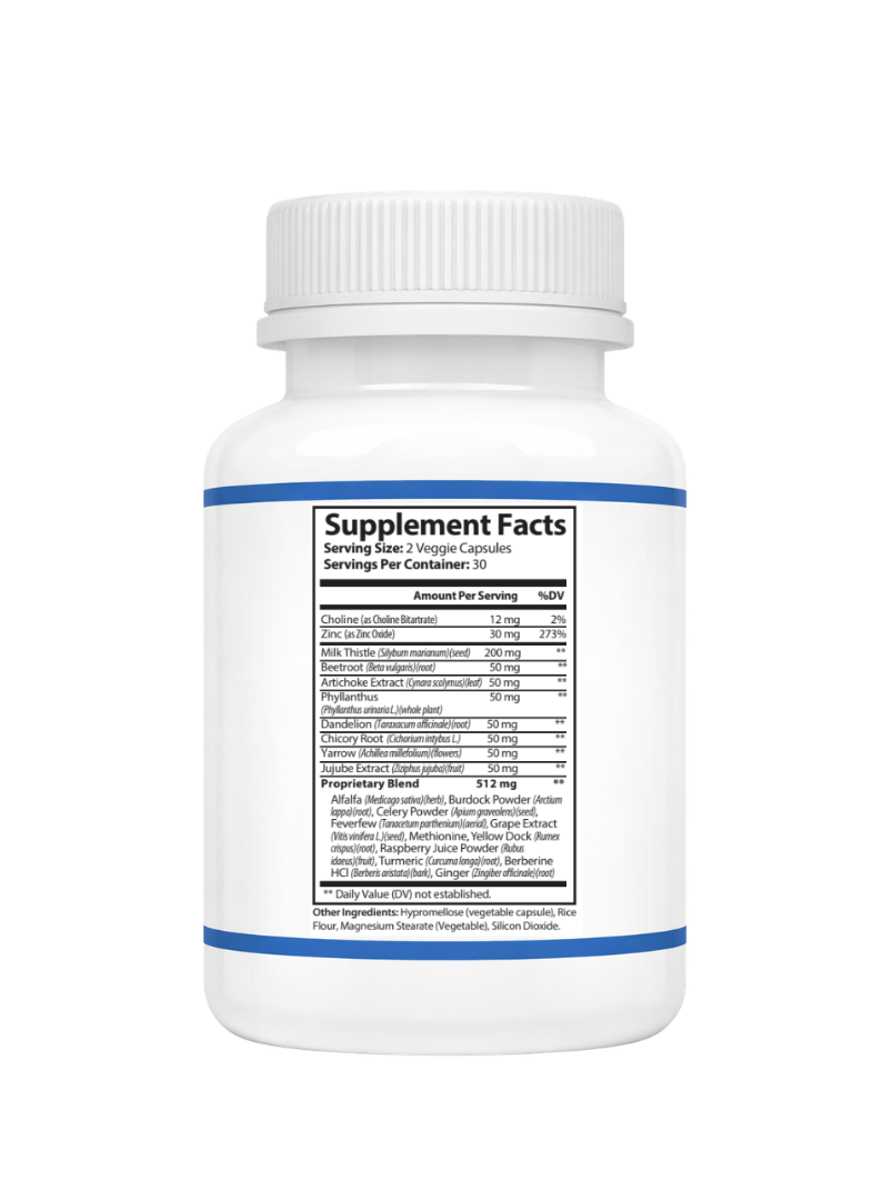 Liver support Supplement fact panel