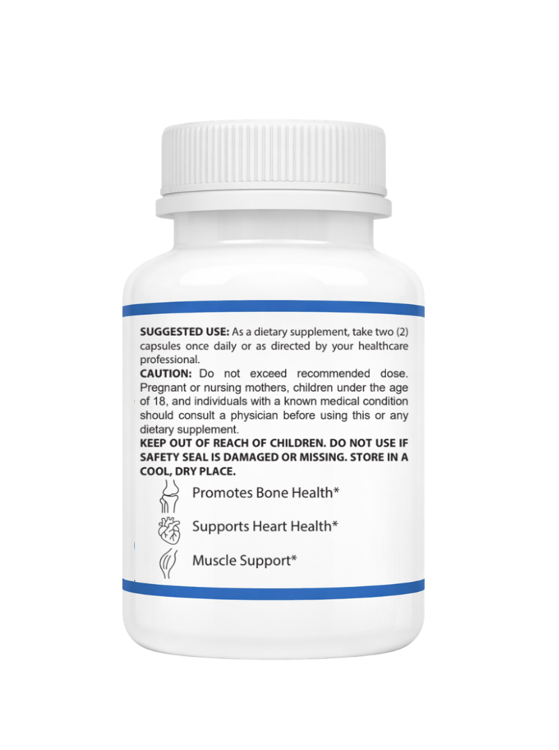 Magnesium Complex Suggested use on the bottle on a white background