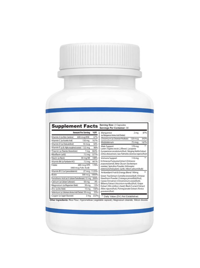 Men's multivitamin supplement facts