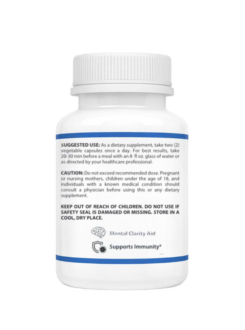 Mushroom Blend Suggested use bottle with label on a white background