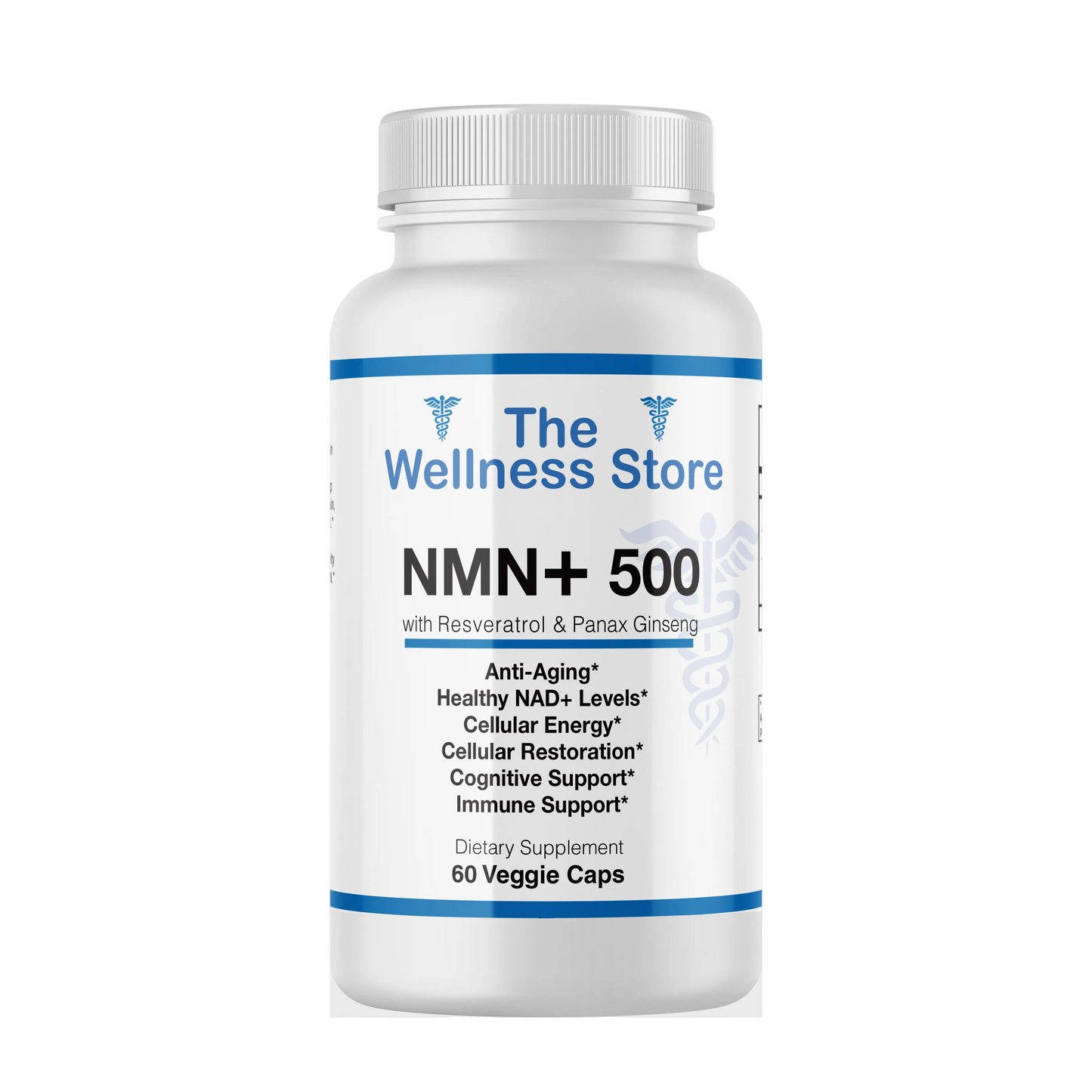 NMN 500+ Platinum NAD+ booster supplement bottle - premium longevity and anti-aging formula