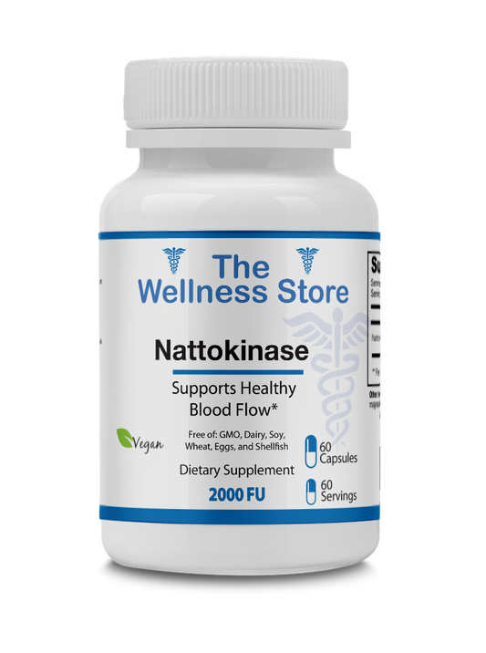 Nattokinase 2000 FU supplement - supports healthy blood flow and cardiovascular health - 60 vegan capsules - The Wellness Store
