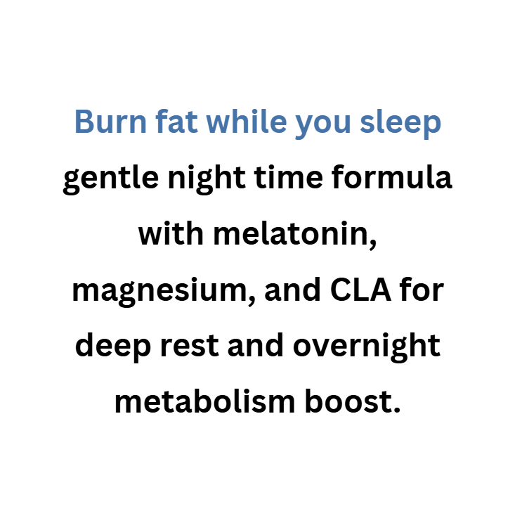 Text advertisement for a supplement with melatonin, magnesium, and CLA on a white background