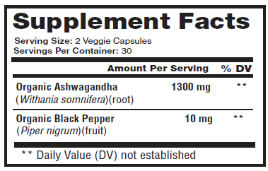 Organic Ashwagandha Supplement facts
