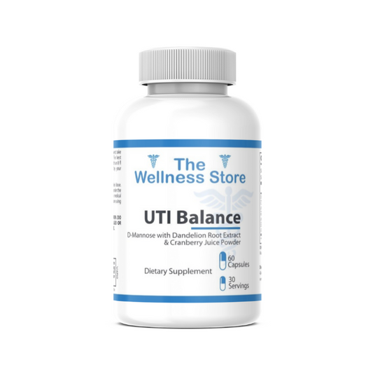 UTI Balance supplement facts showing D-Mannose, cranberry extract, and urinary support ingredients