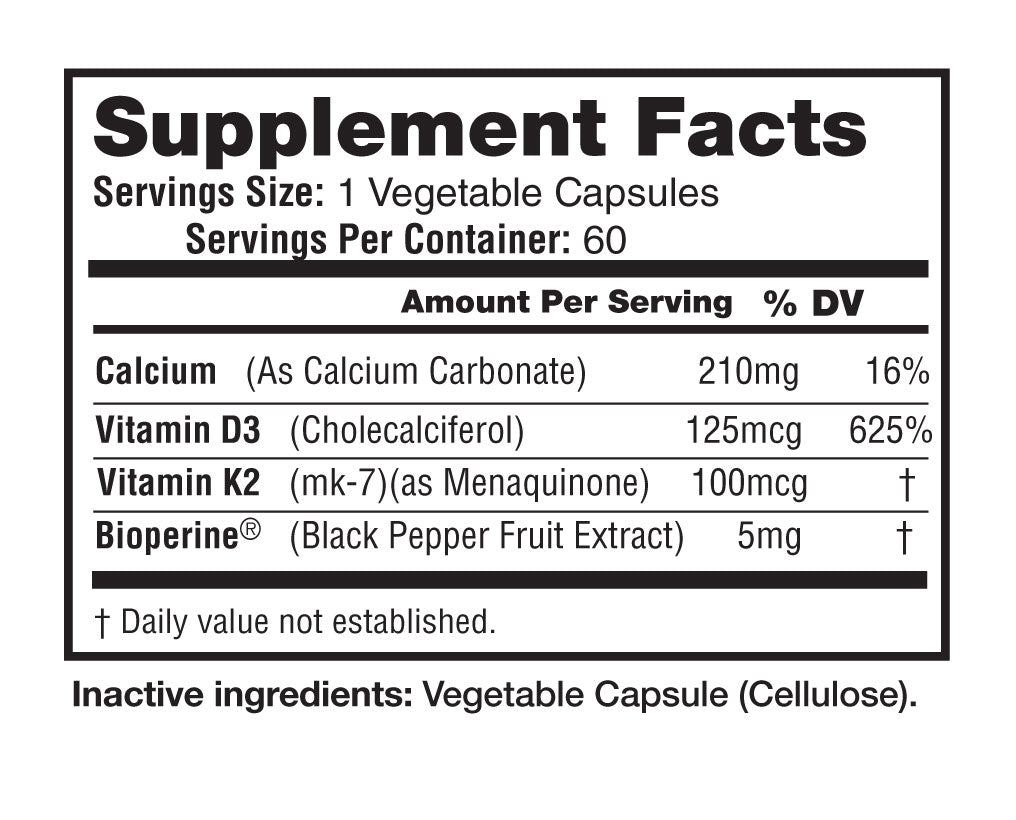 vitamin D3- K2 Supplement facts
