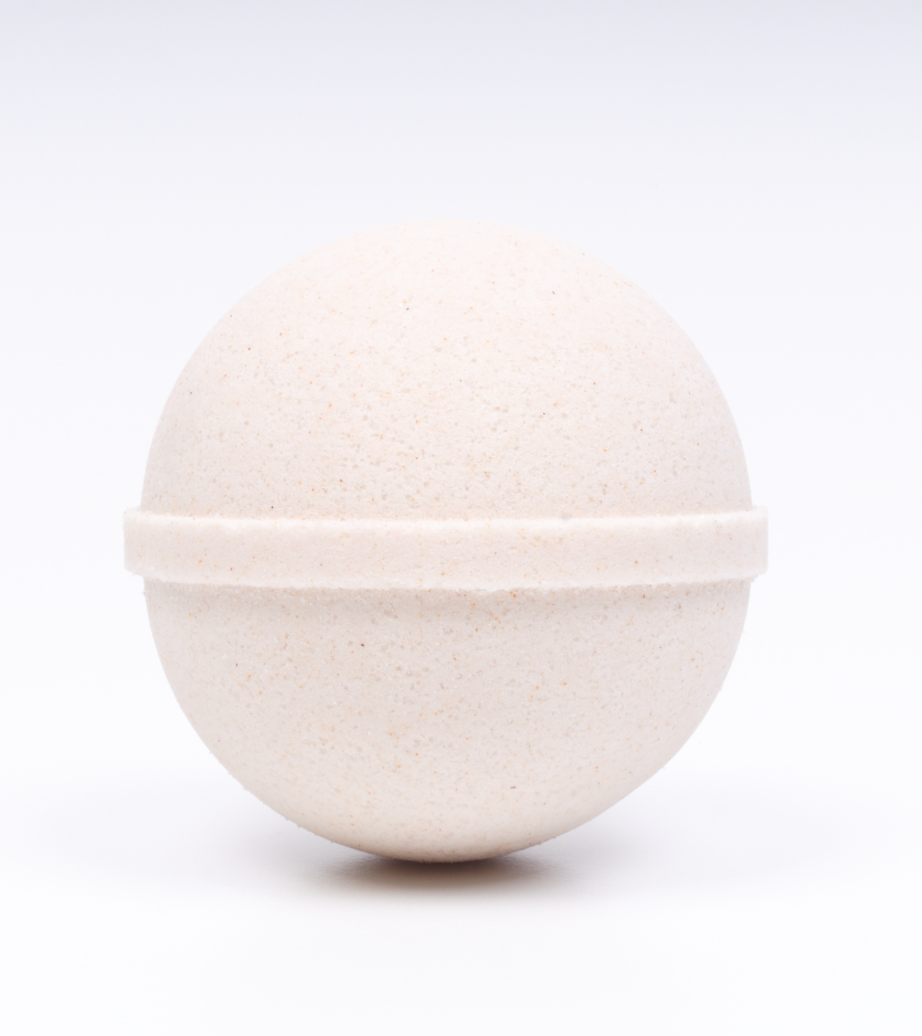Vanilla oatmeal bath bomb  on a white background