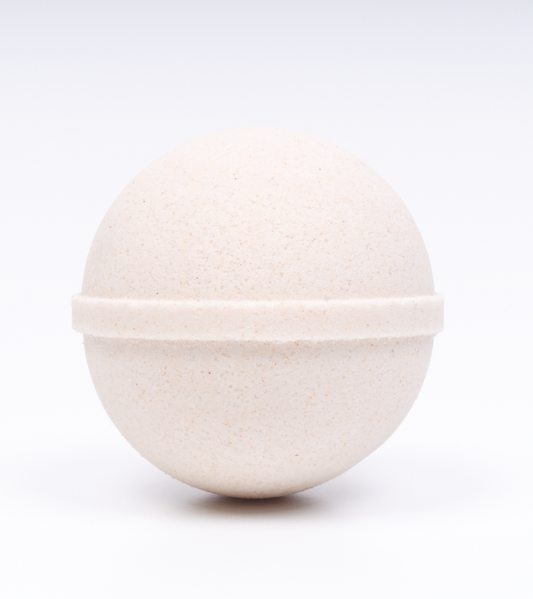 Vanilla oatmeal bath bomb  on a white background