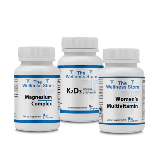 Women's daily essentials supplement bundle with magnesium, K2D3 and Women's Multivitamin