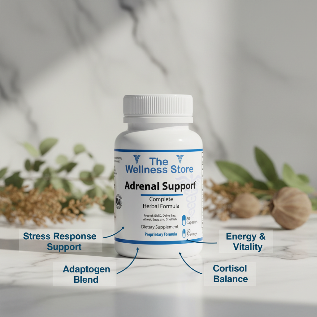 Adrenal Support adaptogen supplement for stress response energy vitality and cortisol balance
