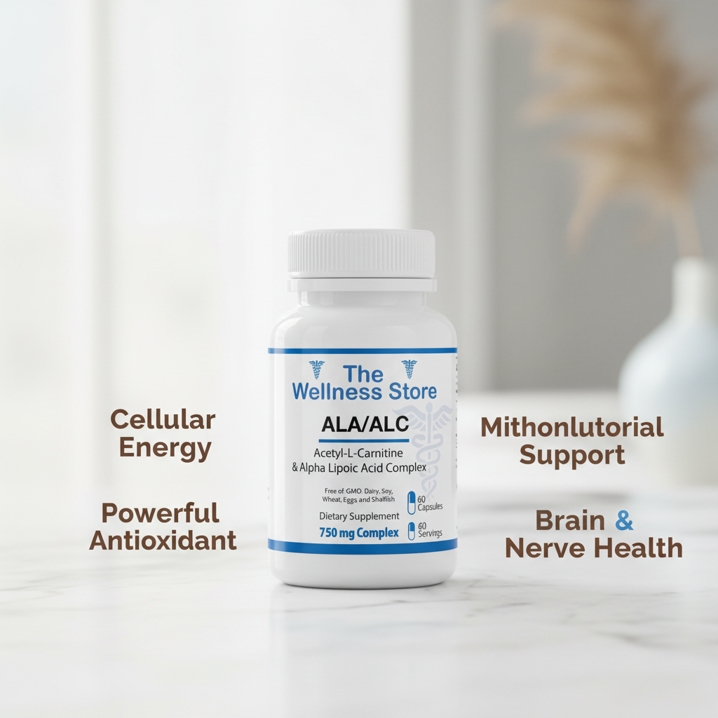 ALA ALC Complex showing cellular energy mitochondrial support antioxidant and brain nerve health benefits