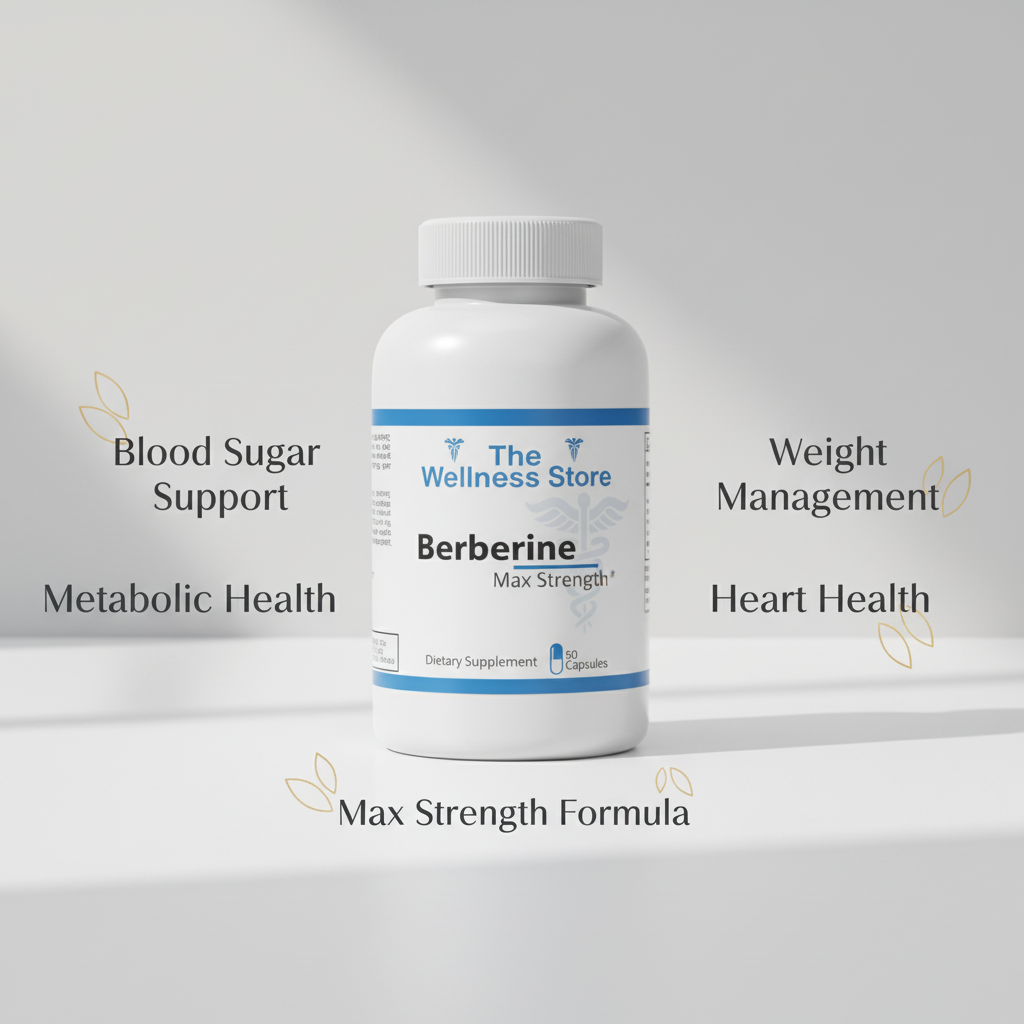 Berberine Max Strength supplement with blood sugar support, metabolic health, and weight management benefits